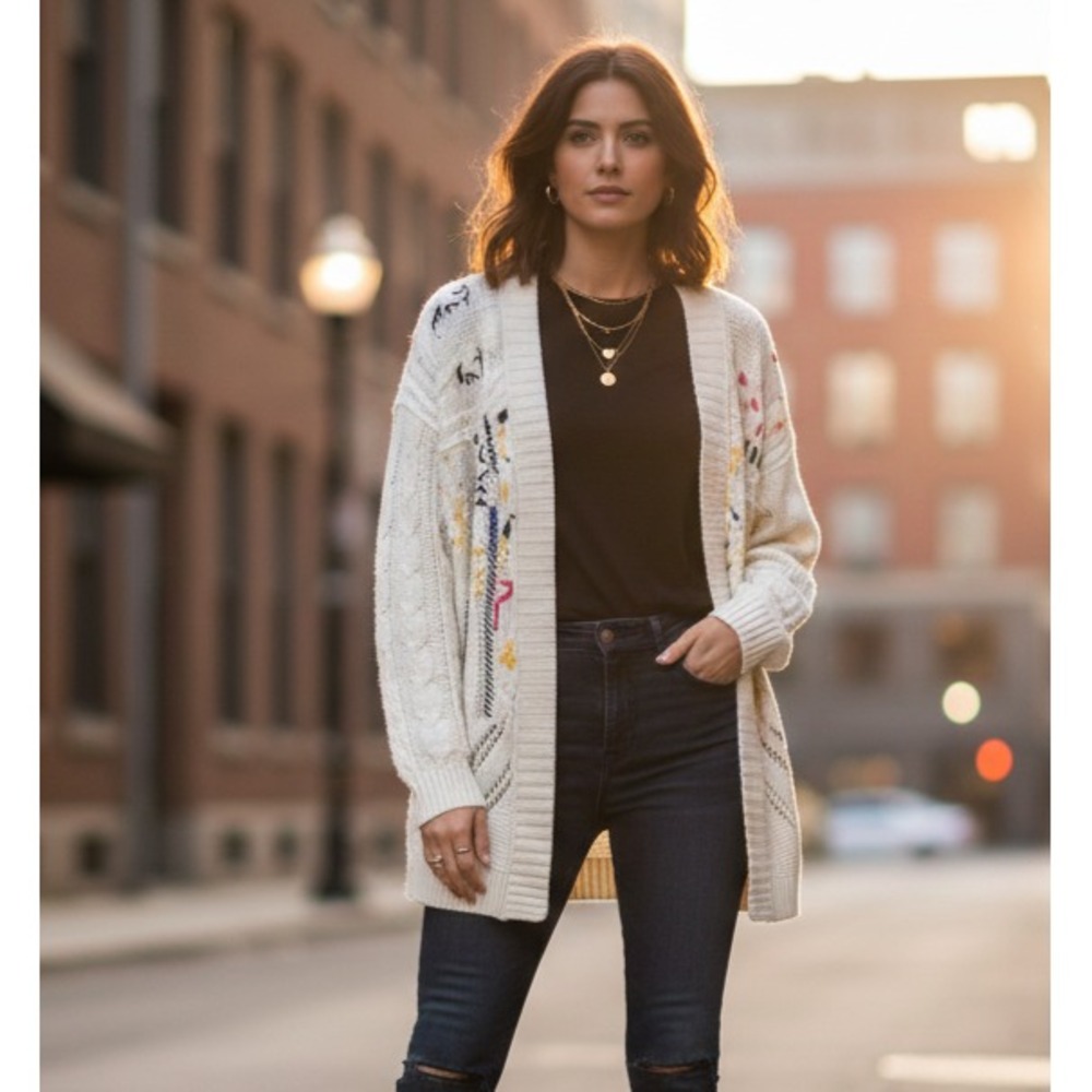 Cream Merino Wool Alpaca Blend Cable‎ Knit Sweater | Cozy Soft Classic